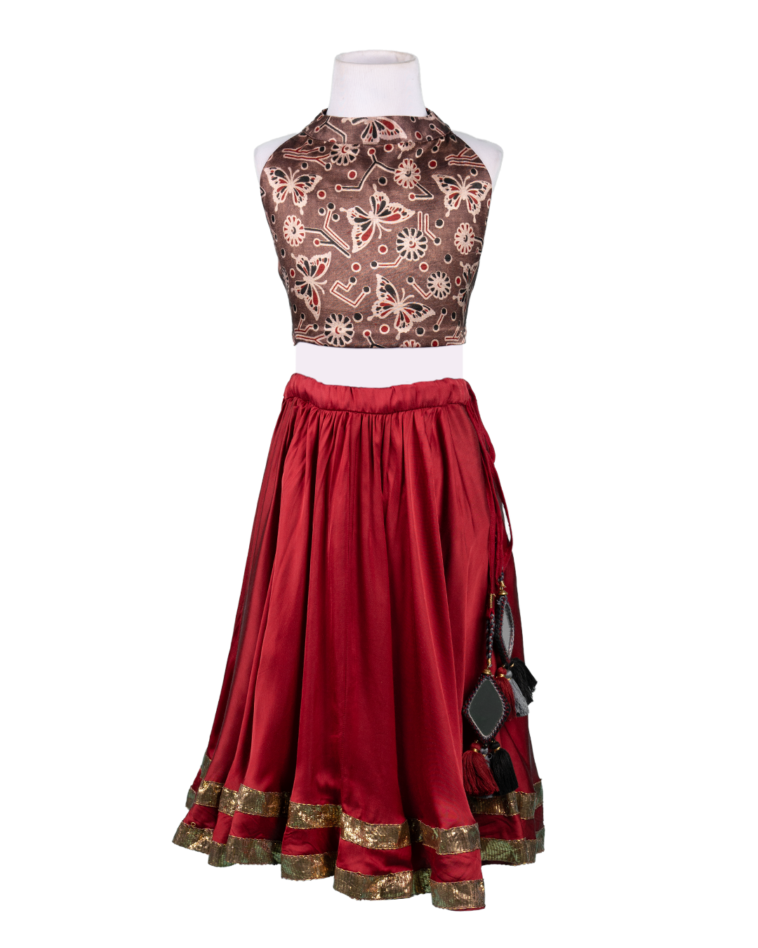 Raas Ruffle Set – Dusty rose & maroon