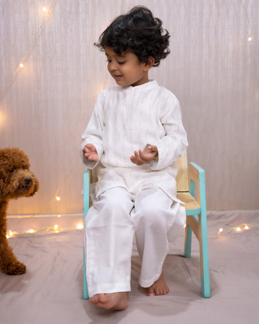 Classic White Boys’ Kurta Pajama Set