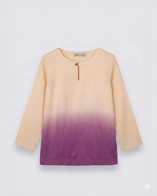 Eddie & Birdie Purple Ombre Linen-Satin Kurta Set