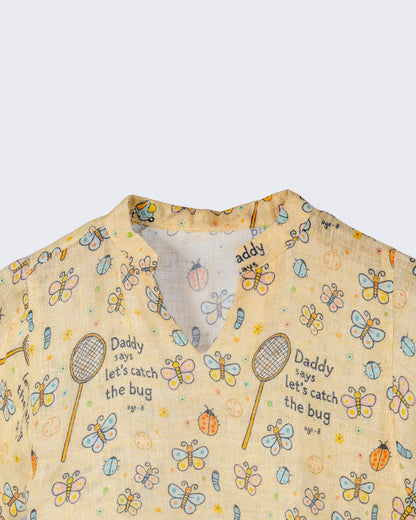 Soft yellow Gauze linen nightwear set