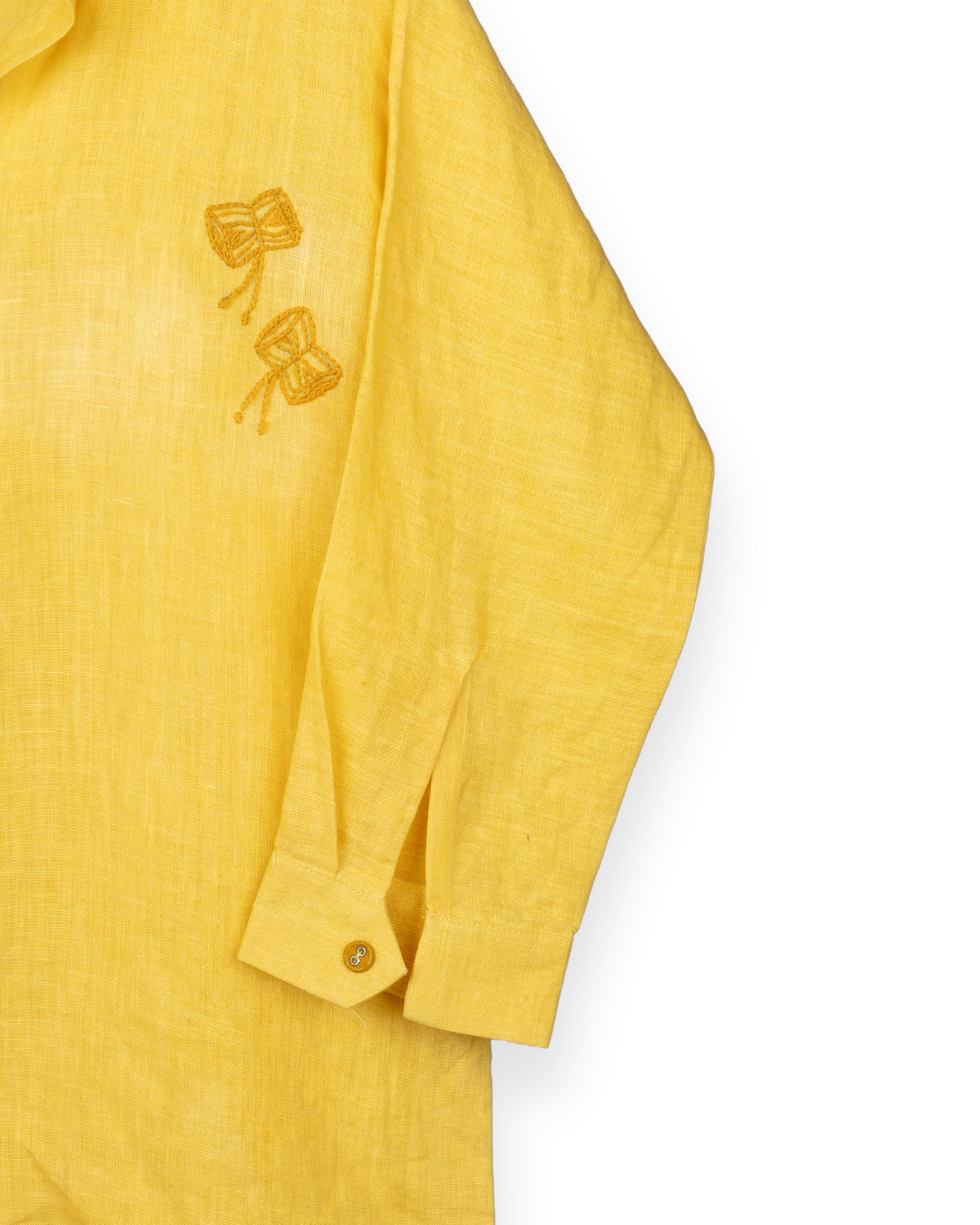 Eddie & Birdie Yellow Linen Embroidered Kurta Set