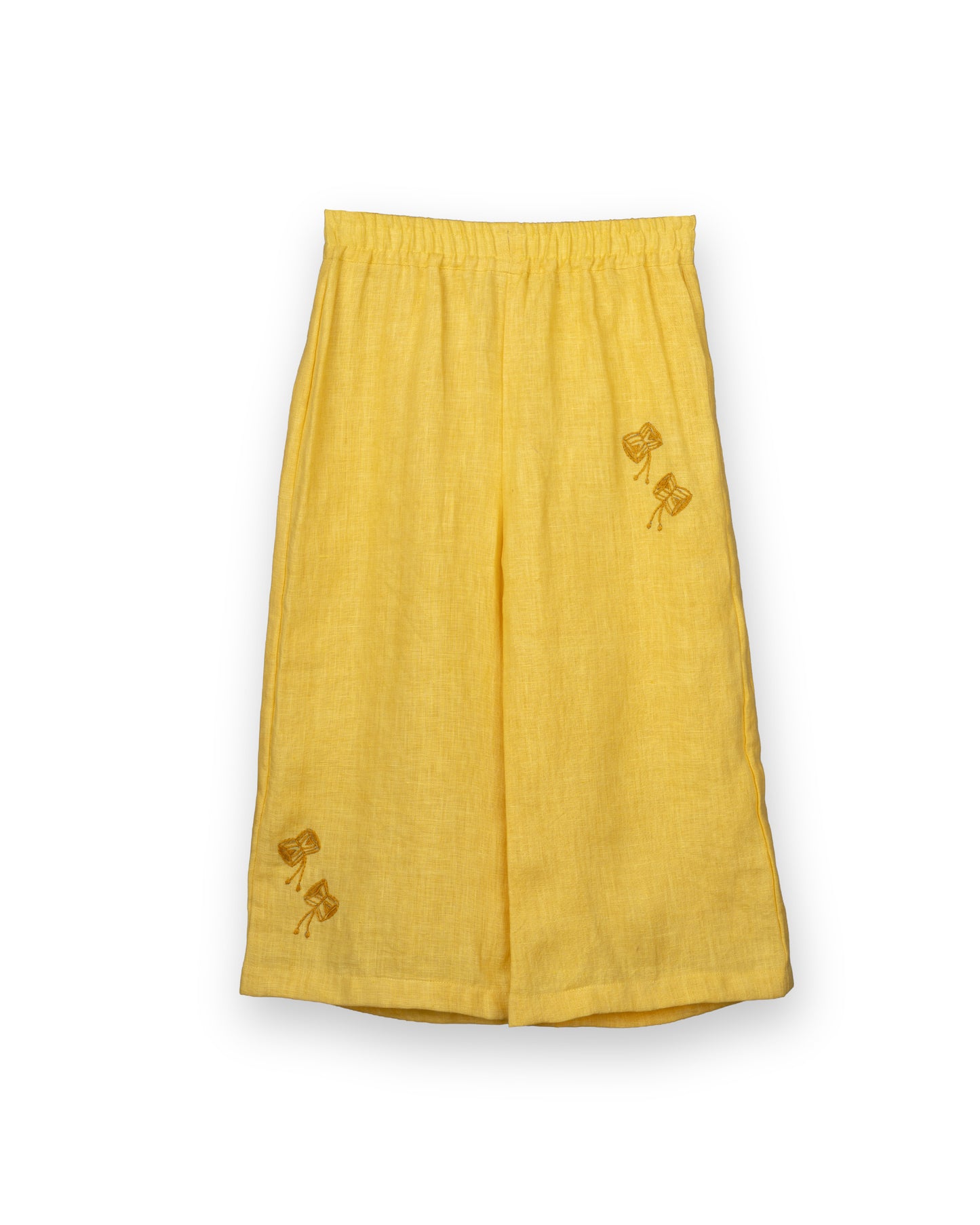 Eddie & Birdie Yellow Linen Embroidered Kurta Set