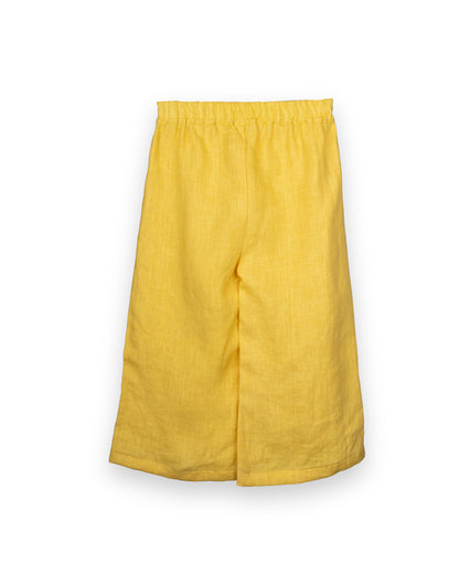 Eddie & Birdie Yellow Linen Embroidered Kurta Set