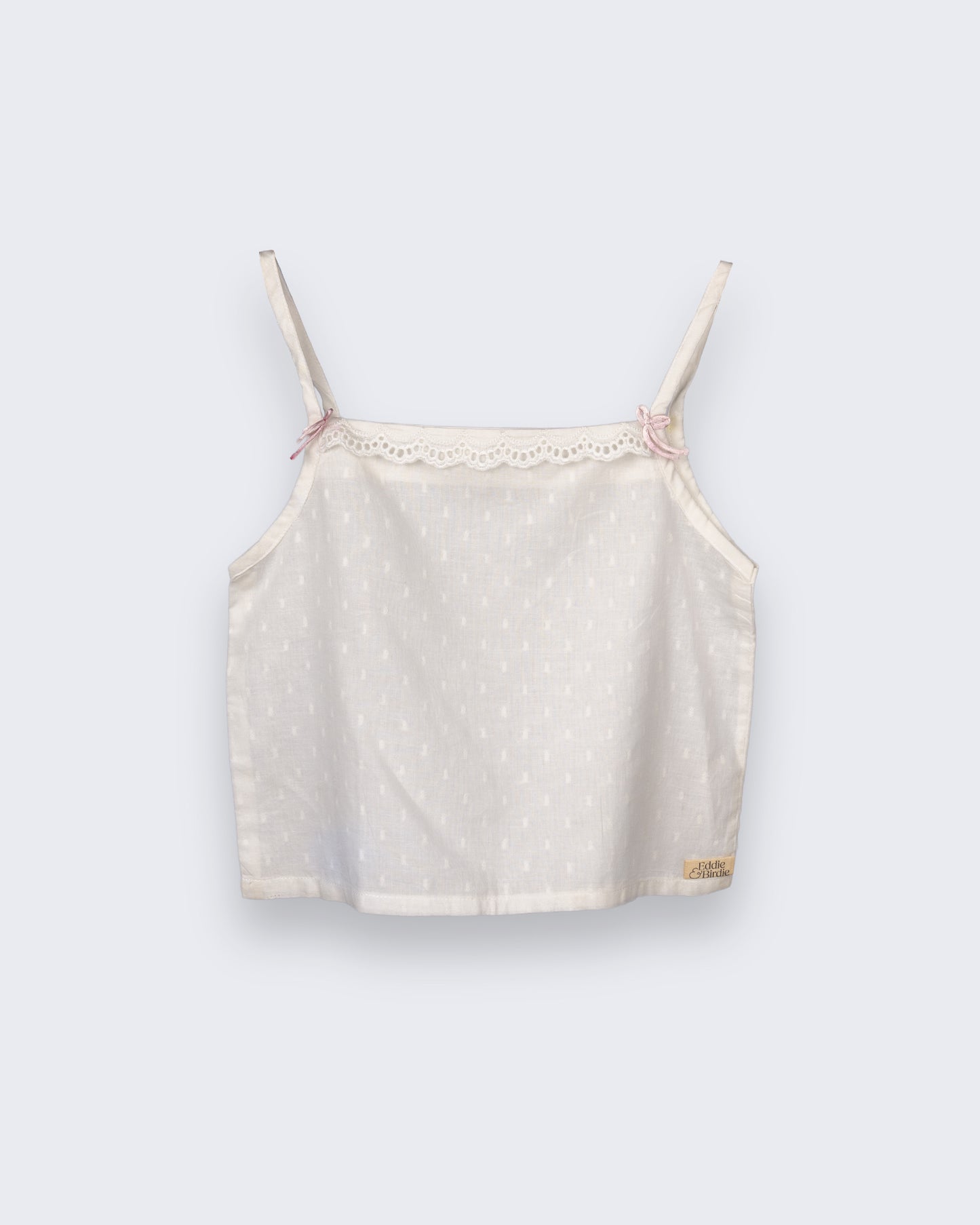 Eddie & Birdie Ivory Swiss-Dot Camisole & Lace Shorts Set