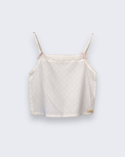 Eddie & Birdie Ivory Swiss-Dot Camisole & Lace Shorts Set