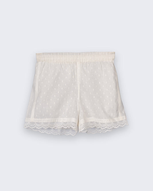 Eddie & Birdie Ivory Swiss-Dot Camisole & Lace Shorts Set