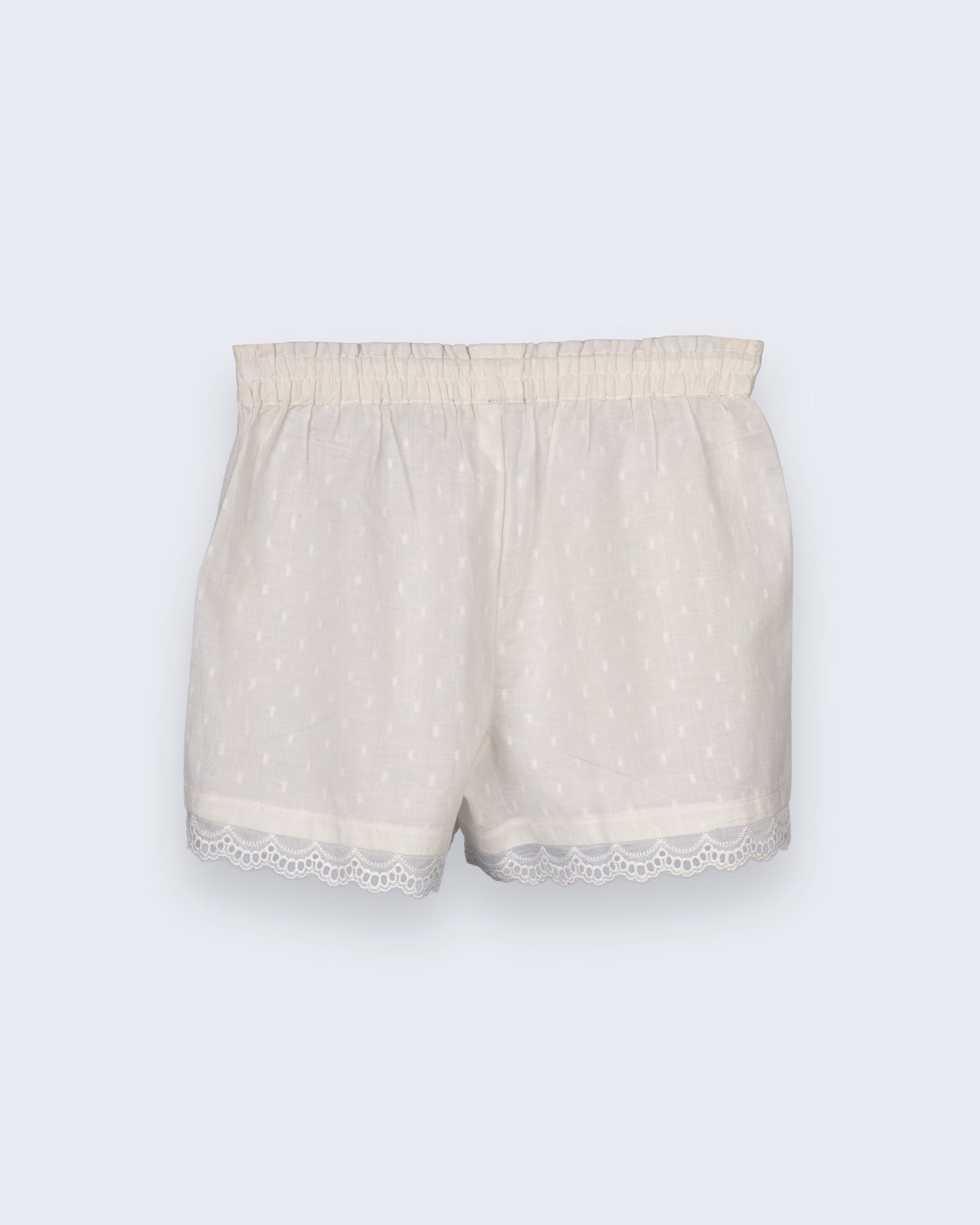 Eddie & Birdie Ivory Swiss-Dot Camisole & Lace Shorts Set