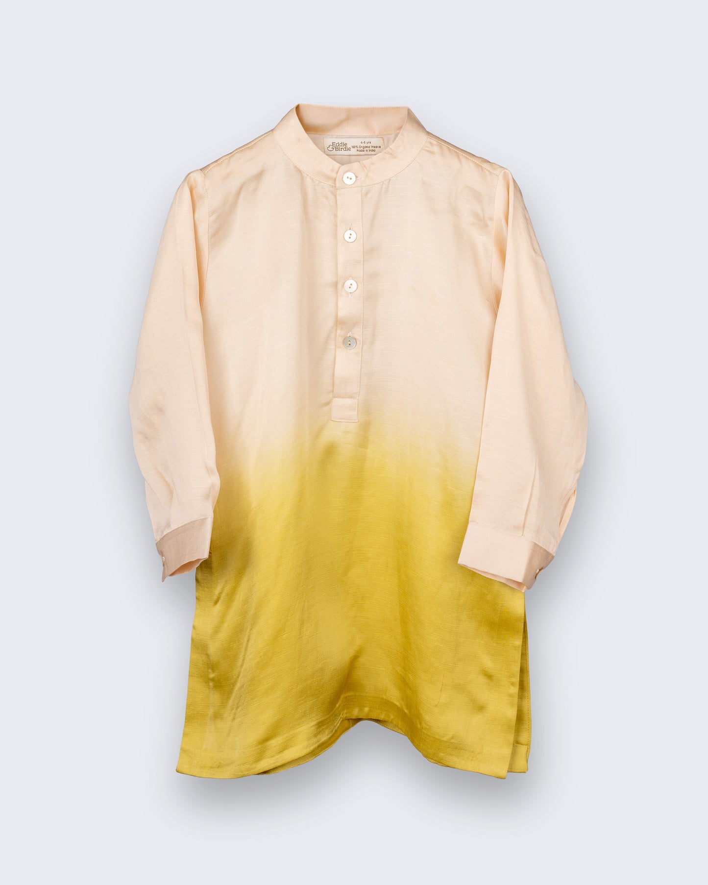 Eddie & Birdie Mustard Ombré Linen-Satin Kurta Set