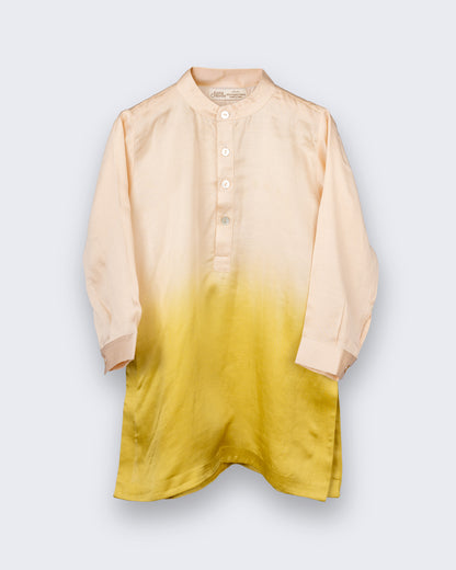 Eddie & Birdie Mustard Ombré Linen-Satin Kurta Set
