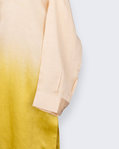 Eddie & Birdie Mustard Ombré Linen-Satin Kurta Set