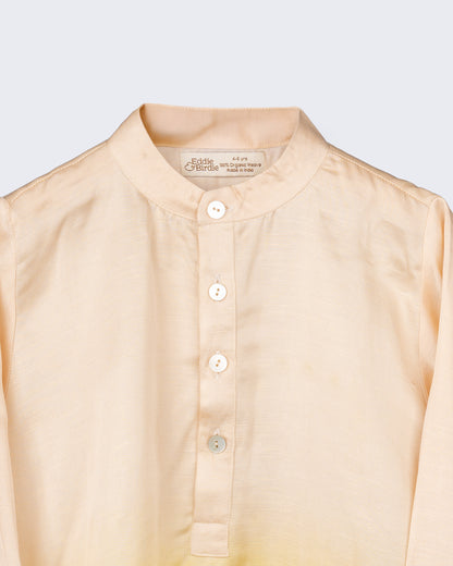 Eddie & Birdie Mustard Ombré Linen-Satin Kurta Set