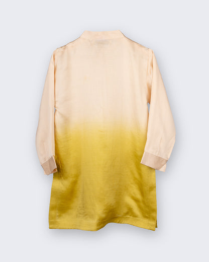 Eddie & Birdie Mustard Ombré Linen-Satin Kurta Set