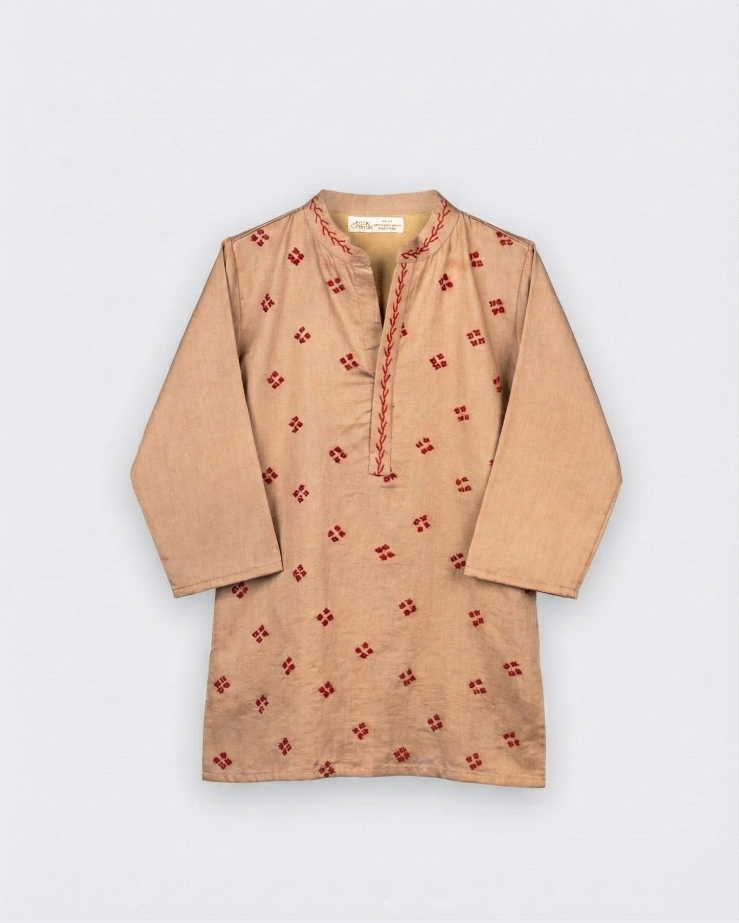 Eddie & Birdie Sand Beige Embroidered Kurta Set