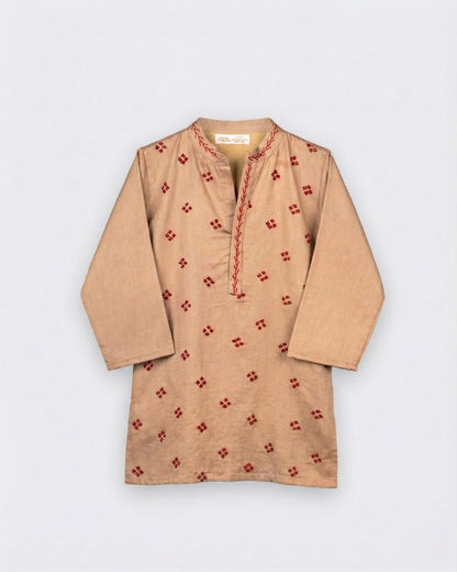 Eddie & Birdie Sand Beige Embroidered Kurta Set