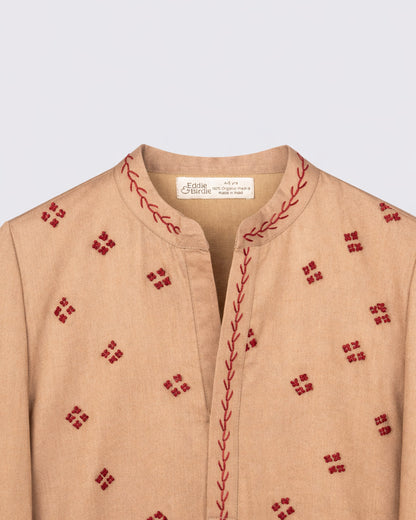 Eddie & Birdie Sand Beige Embroidered Kurta Set