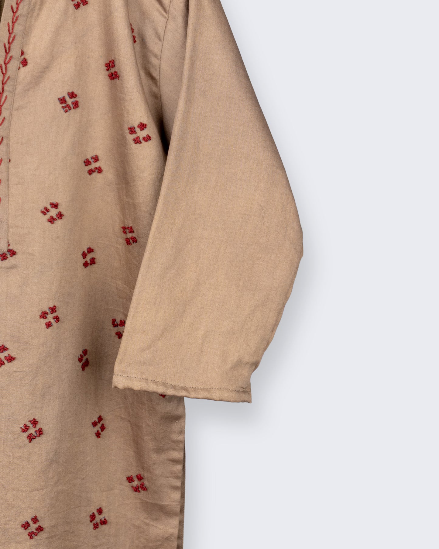 Eddie & Birdie Sand Beige Embroidered Kurta Set