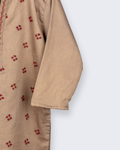 Eddie & Birdie Sand Beige Embroidered Kurta Set