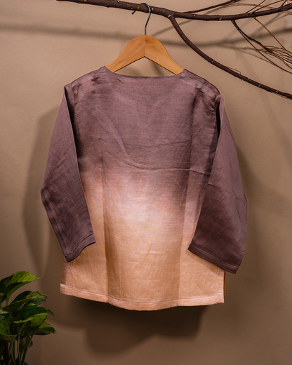 Brown & Vanilla Ombre Linen Silk Kurta