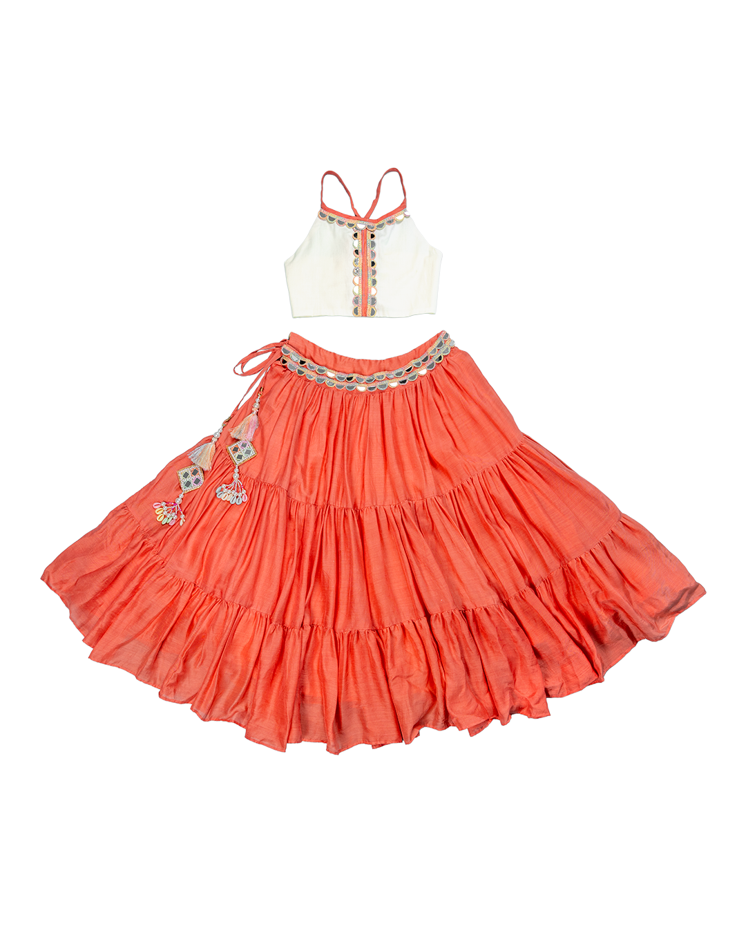 Sunset Mela Set – Coral & Off white
