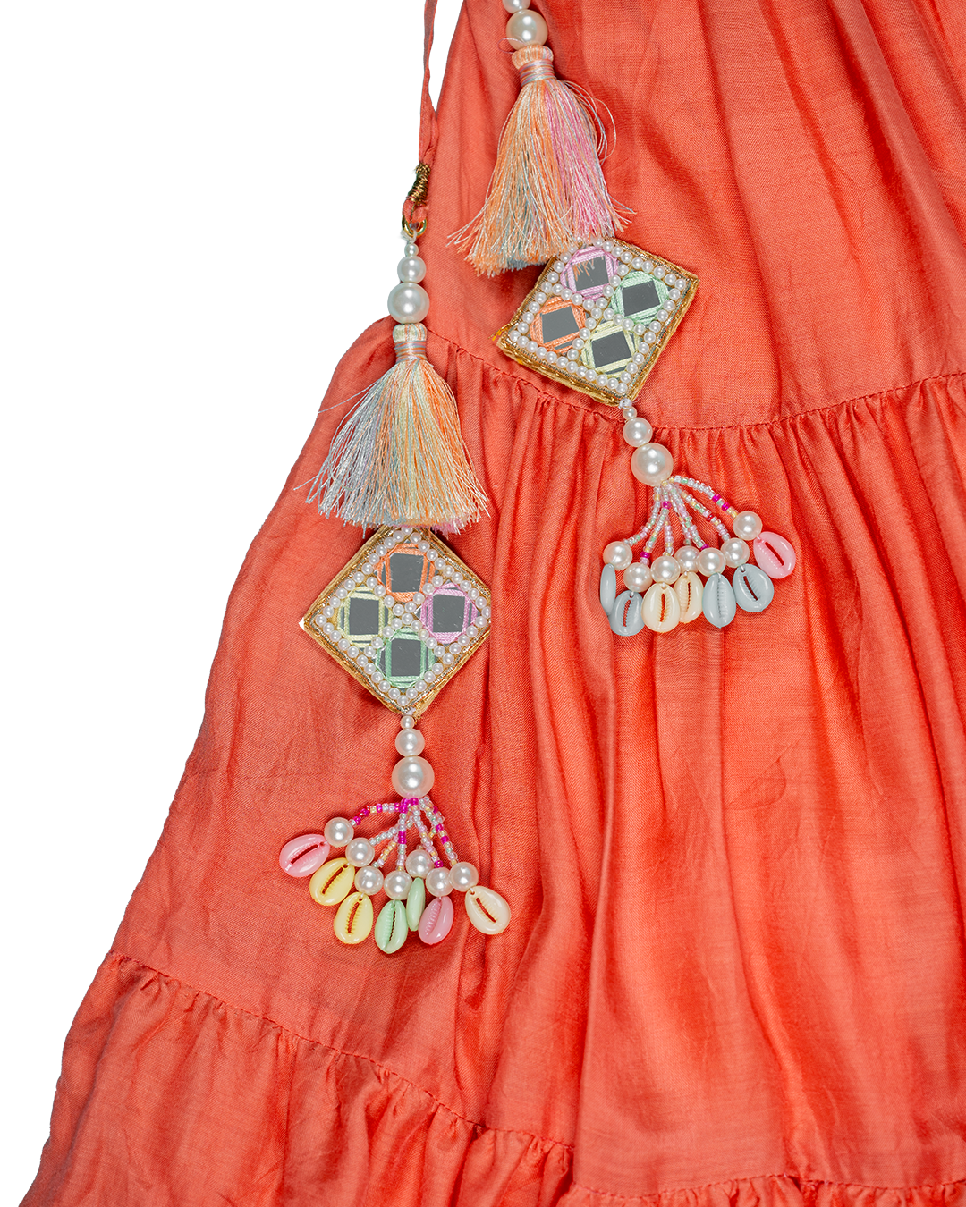 Sunset Mela Set – Coral & Off white