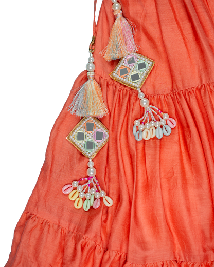 Sunset Mela Set – Coral & Off white