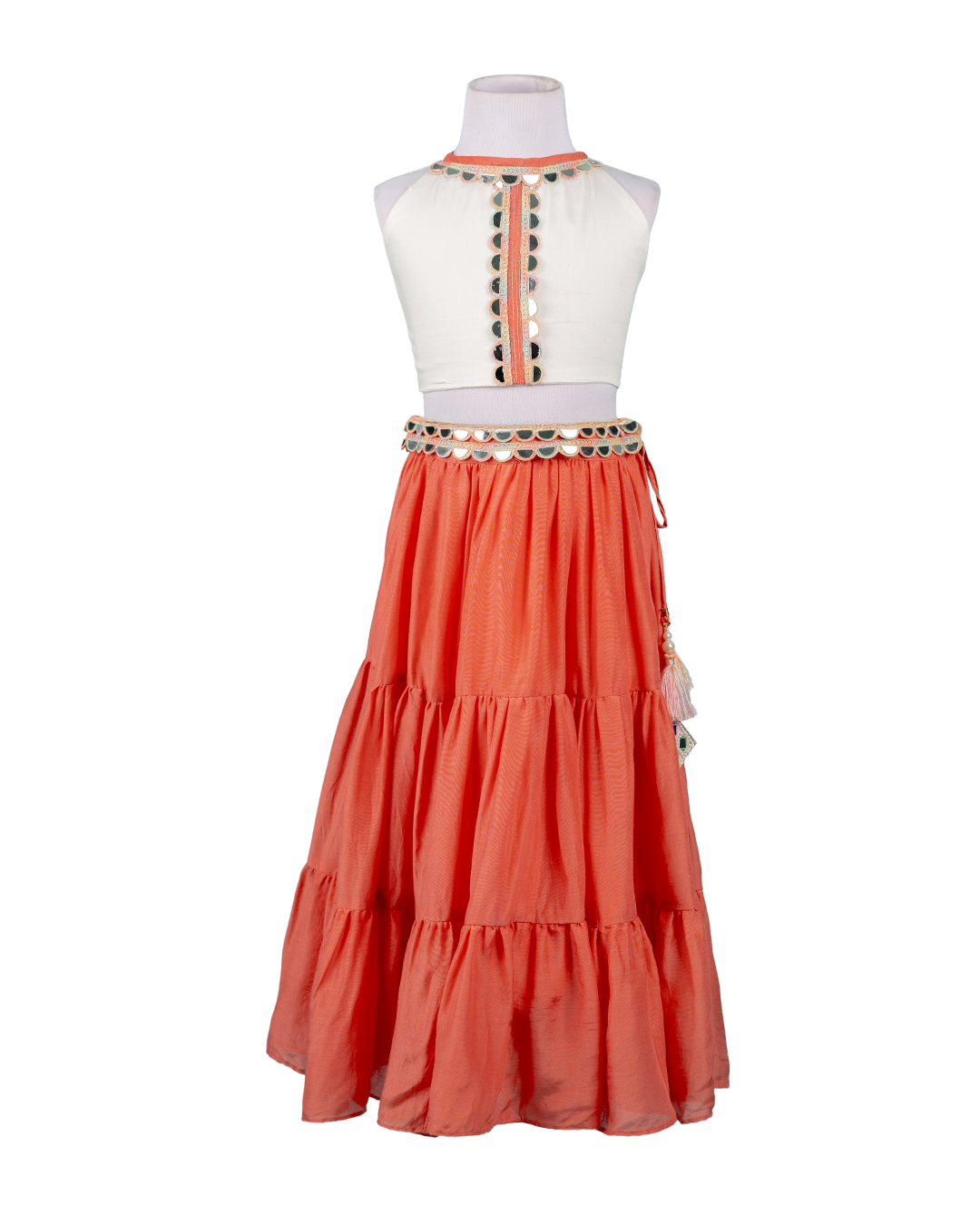 Sunset Mela Set – Coral & Off white