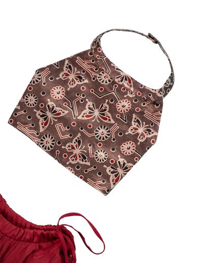 Raas Ruffle Set – Dusty rose & maroon