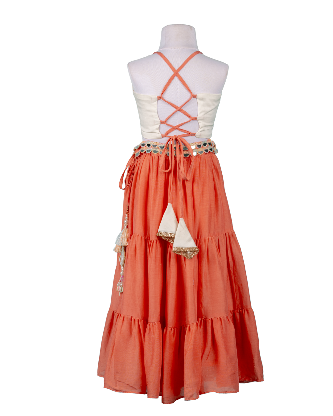 Sunset Mela Set – Coral & Off white