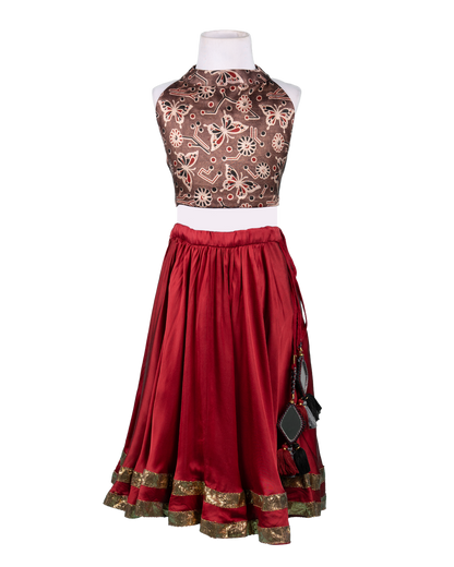Raas Ruffle Set – Dusty rose & maroon