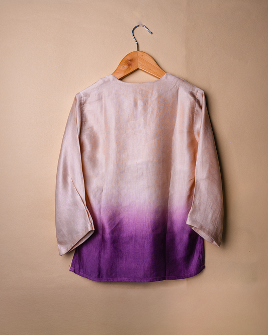 Purple and Vanilla Ombre Linen Silk Kurta