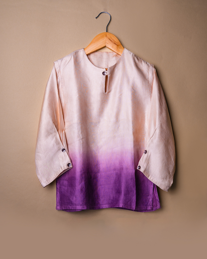 Purple and Vanilla Ombre Linen Silk Kurta