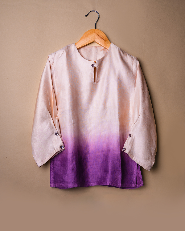 Purple and Vanilla Ombre Linen Silk Kurta