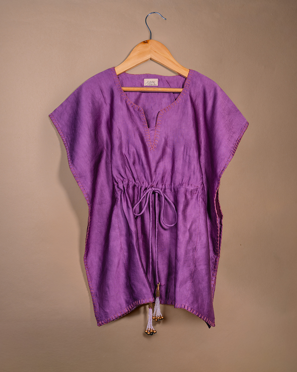 Purple Linen Silk Kaftan