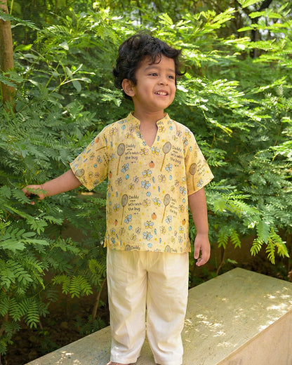 Soft yellow Gauze linen nightwear set