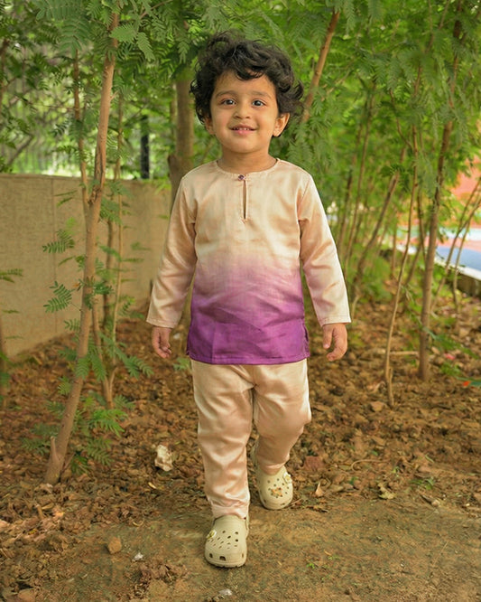 Eddie & Birdie Purple Ombre Linen-Satin Kurta Set