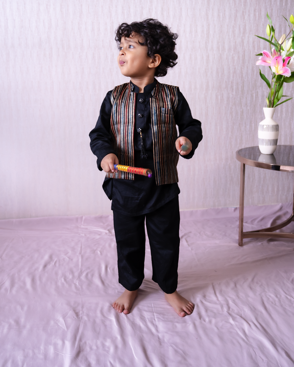 Midnight Mela Set – black & Multistripe