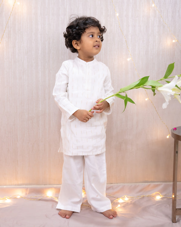 Classic White Boys’ Kurta Pajama Set