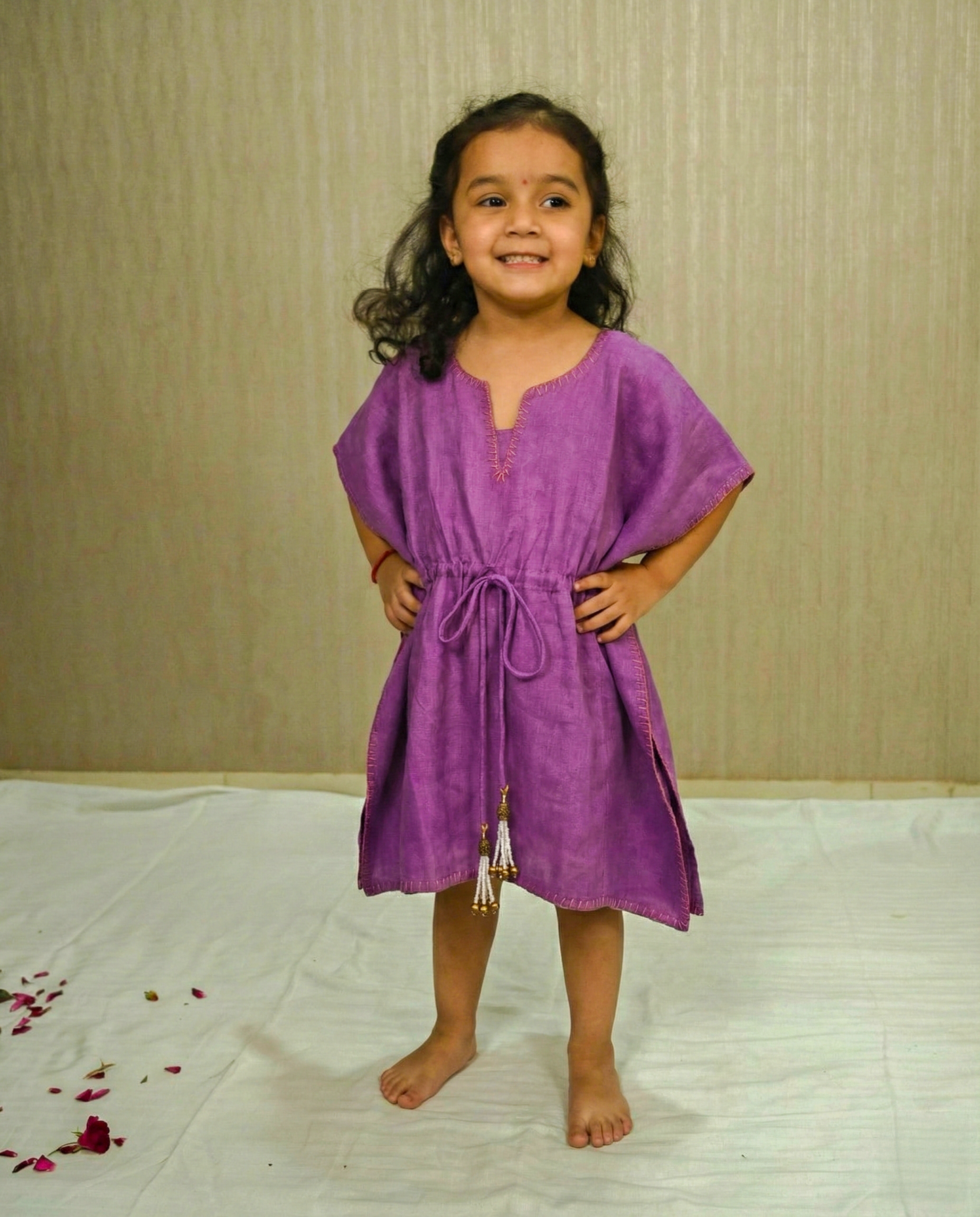 Purple Linen Silk Kaftan