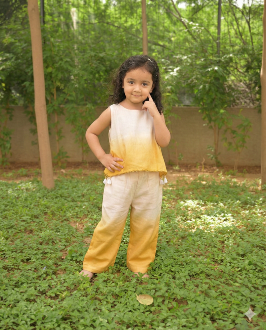 Mustard and Vanilla sunset ombre Palazzo set