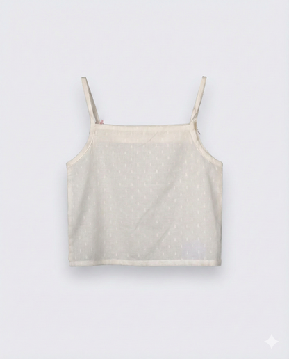 Eddie & Birdie Ivory Swiss-Dot Camisole & Lace Shorts Set