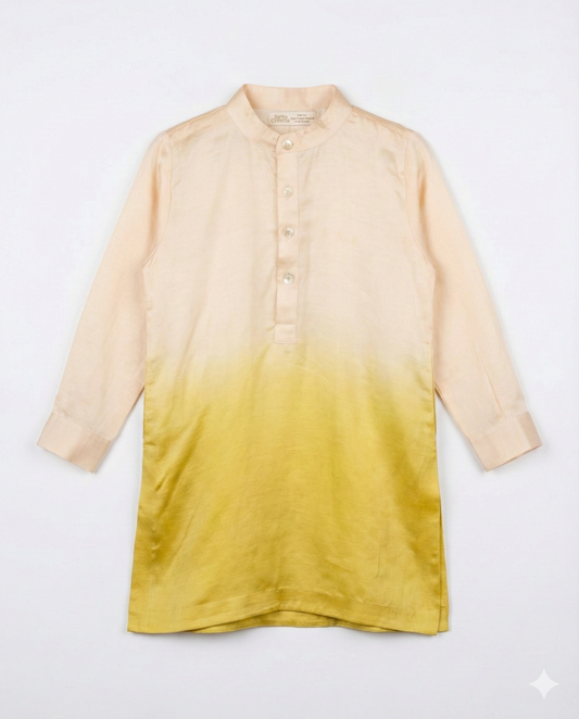 Eddie & Birdie Lime Green Ombré Linen-Satin Kurta Set