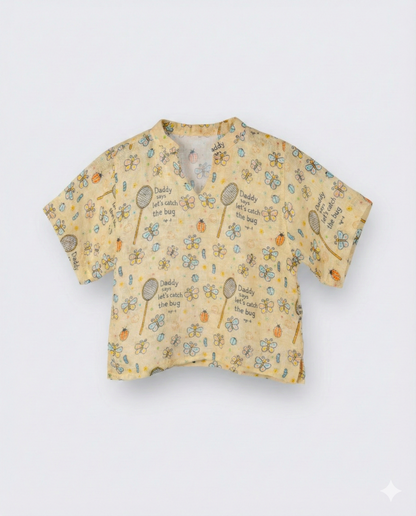 Soft yellow Gauze linen nightwear set