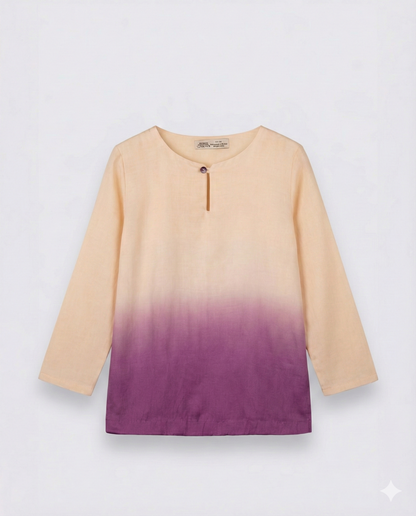 Eddie & Birdie Purple Ombre Linen-Satin Kurta Set