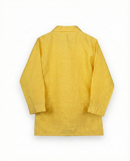 Eddie & Birdie Yellow Linen Embroidered Kurta Set