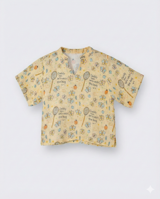 Soft yellow Gauze linen nightwear set