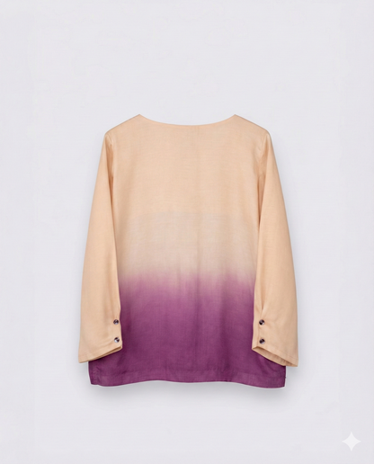 Eddie & Birdie Purple Ombre Linen-Satin Kurta Set