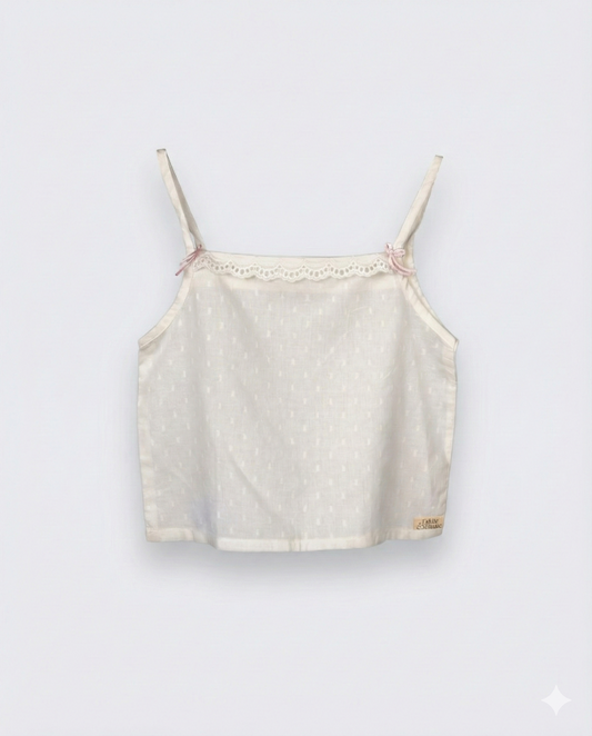 Eddie & Birdie Ivory Swiss-Dot Camisole & Lace Shorts Set