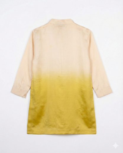 Eddie & Birdie Lime Green Ombré Linen-Satin Kurta Set